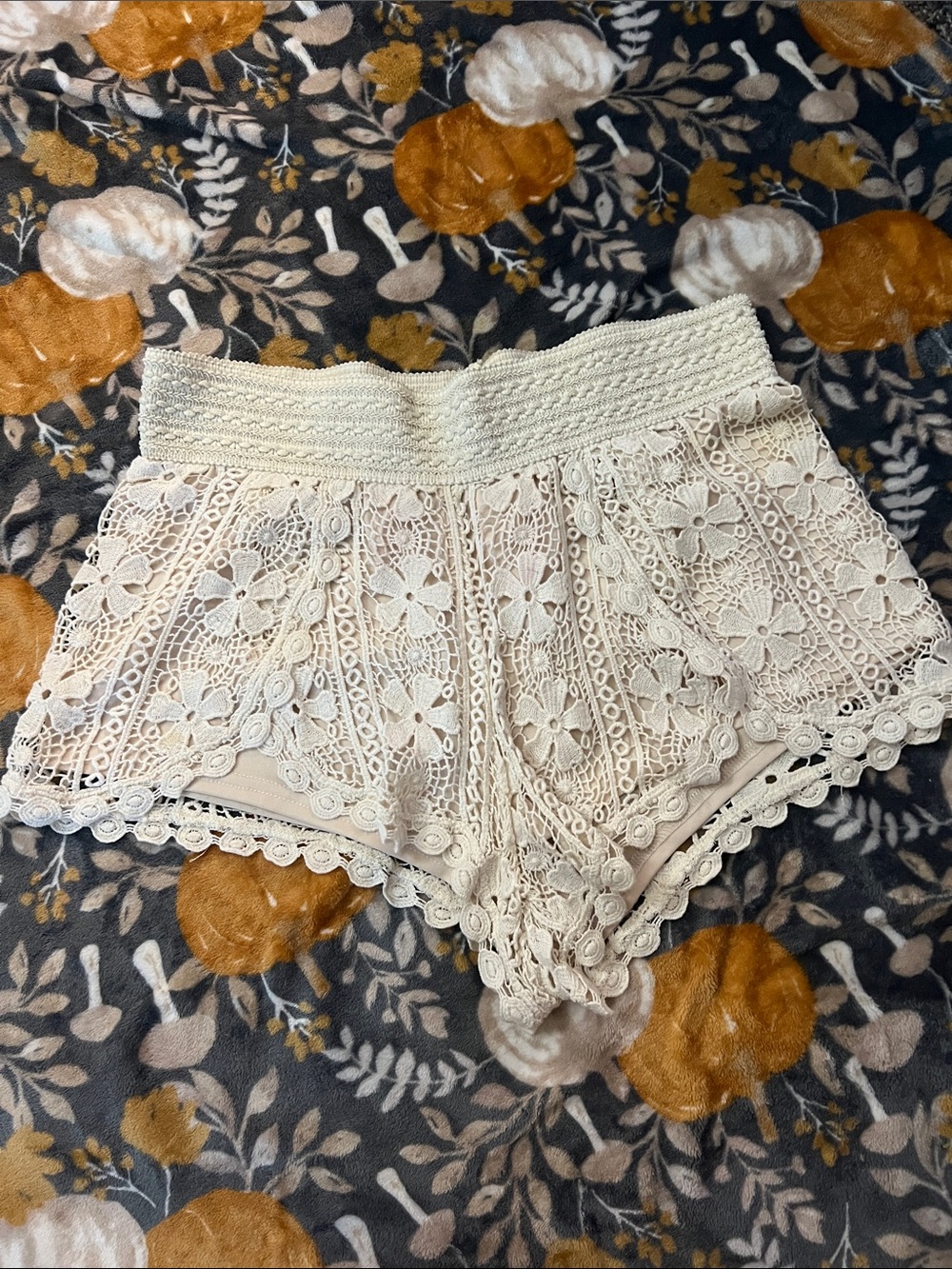 No Boundaries Cream Crochet Lace High-Rise Shorts
